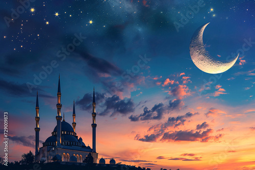 ramadan Kareem, Ramadan crescent moon, Eid Mubarak Islamic festival social media banner and Eid Mubarak Post Template, islam