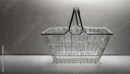 empty shopping cart on street with white background 