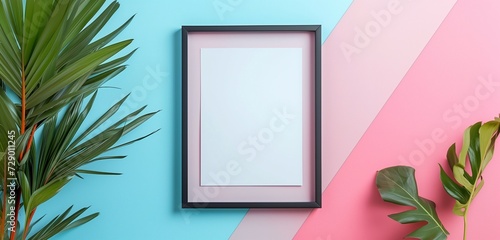 An empty frame mockup with a geometric, origami-style border, creating a modern, artistic effect