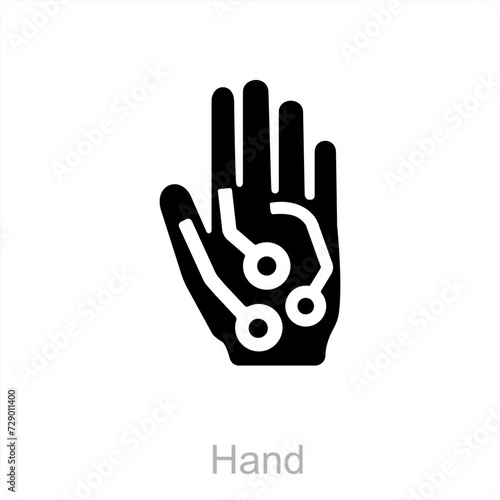 Prosthetic hand and Big data icon concept