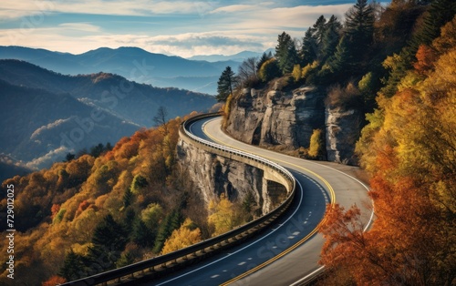 Tranquil Overlook on a Mountain Road