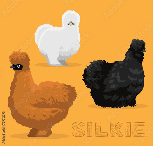 Chicken Silkie Cartoon Vector Illustration