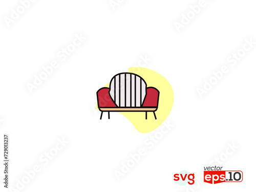 Sofa icon on white background Royalty Free Vector Image.  The Arts Outline icon collection. Vector illustration