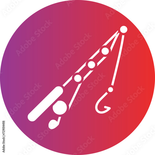Fishing Line and Hook Icon Style