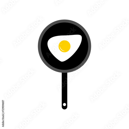 Fried eggs on frying pan. Isometric vector illustration. Isolated on white background