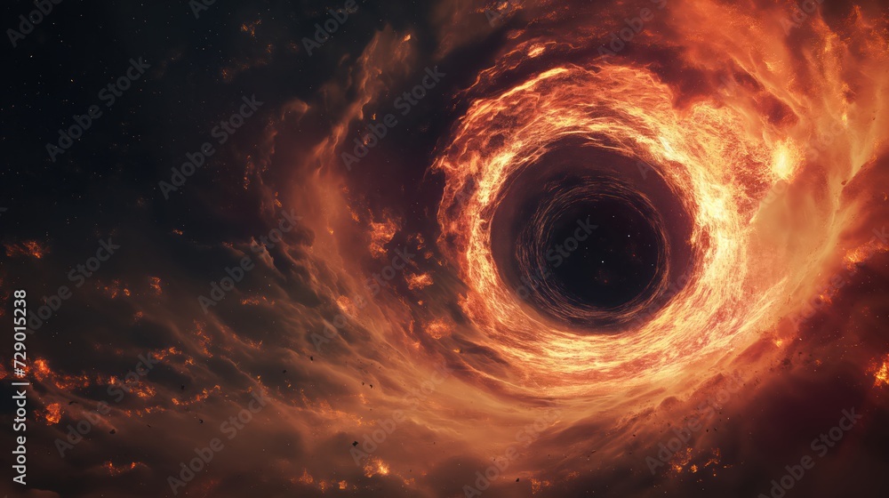 Fiery black hole in space. Generative AI Fiery black hole in space. Generative AI