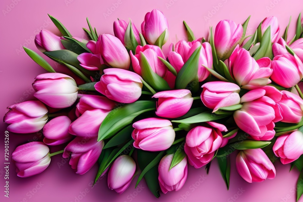 pink tulip flowers against a pale pink background, spring flower romantic background