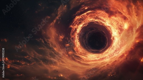 Fiery black hole in space. Generative AI