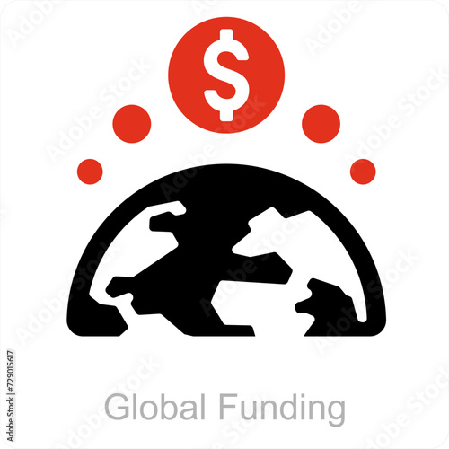 Global Funding and crowdfunding icon concept