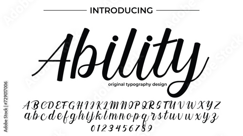Ability Font Stylish brush painted an uppercase vector letters, alphabet, typeface photo