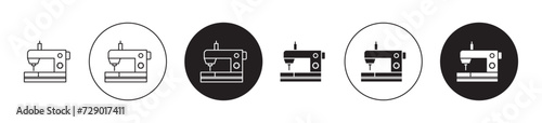 Sewing Machine Vector Illustration Set. Handcraft Needlework Sign in Suitable for Apps and Websites UI Design Style.
