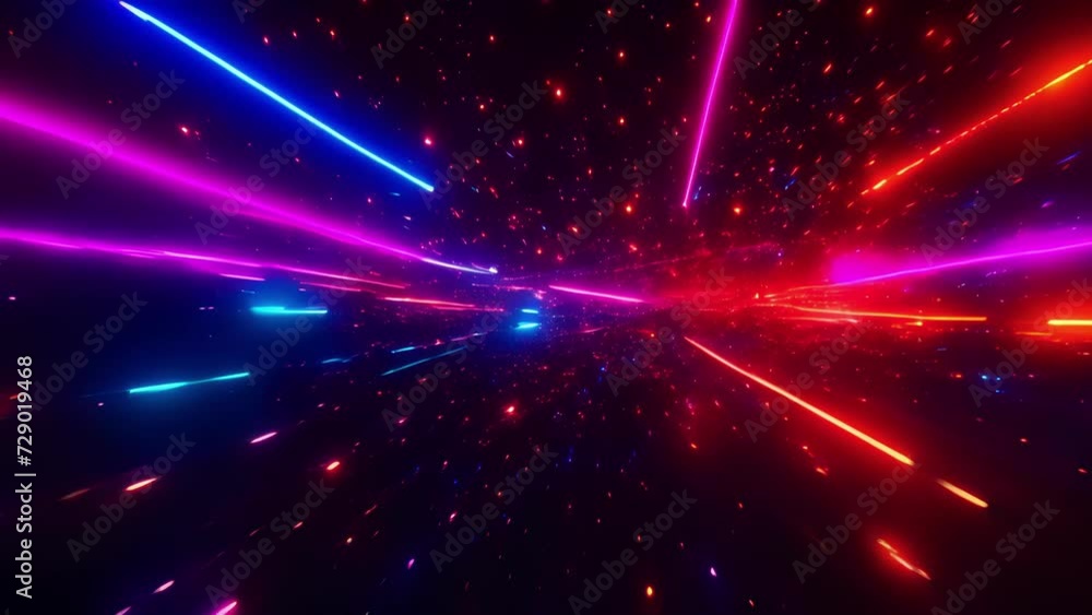 A virtual sky full of shooting stars each one leaving a trail of neon light behind. A virtual sky full of shooting stars each one leaving a trail of neon light behind.