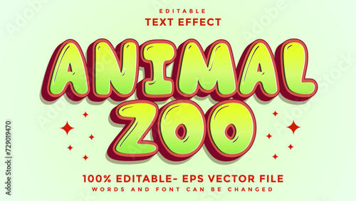 3d Gradient Word Animal Zoo Editable Text Effect Design, Effect Saved In Graphic Style
