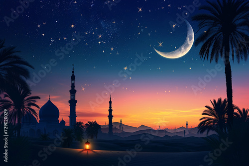 ramadan Kareem, Ramadan crescent moon, Eid Mubarak Islamic festival social media banner and Eid Mubarak Post Template, islam