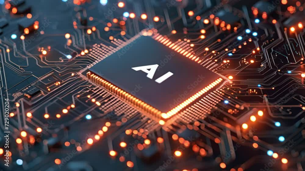 Digital Data moving on Circuit Board and CPU loop backgrounds. Computer Processing and organizing data. Abstract high tech Artificial intelligence, data mining, modern computer technology surface Digital Data moving on Circuit Board and CPU loop backgrounds. Computer Processing and organizing data. Abstract high tech Artificial intelligence, data mining, modern computer technology surface