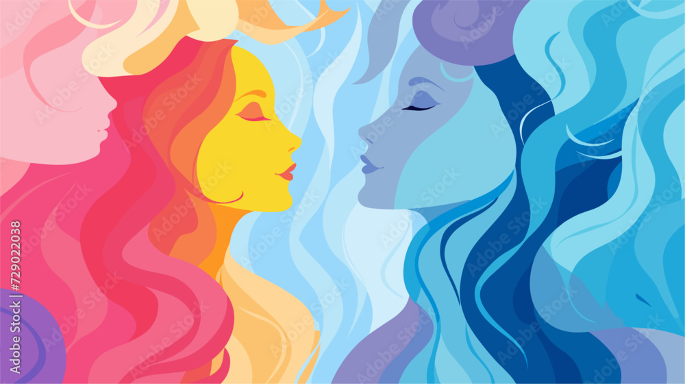 Vector illustration of a lesbian-themed background  incorporating a seamless blend of diverse lesbian symbols  abstract elements  and a clean color palette for a visually captivating and inclusive