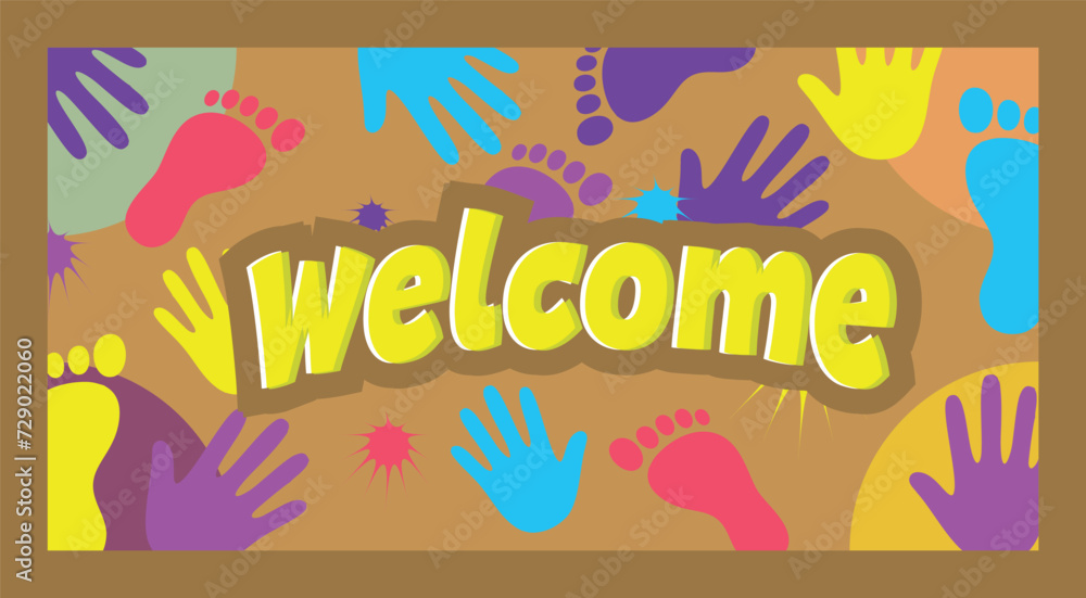  Welcome foot mat and Hand  logo vector 