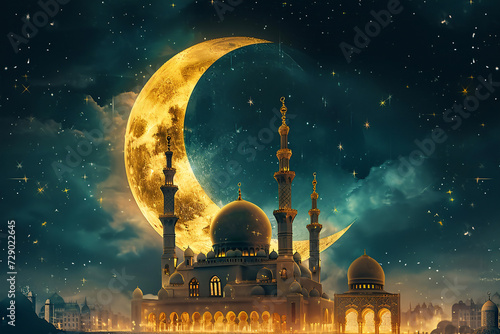 ramadan Kareem, Ramadan crescent moon, Eid Mubarak Islamic festival social media banner and Eid Mubarak Post Template, islam