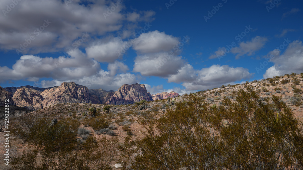 desert mountain landscape with clouds