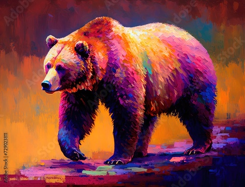 Oil painting of a big brown bear
