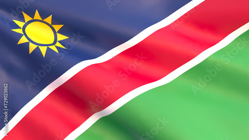Free Download 3D render - the national flag of Namibia fluttering in the wind - GFXLoad