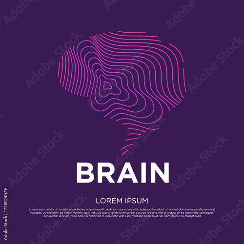 Vector logo brain color silhouette on a dark background.