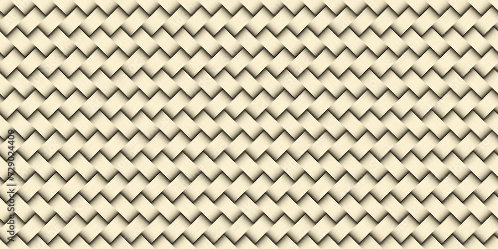 Fototapeta premium Light yellow wicker background. Geometric seamless pattern. 3d illustration