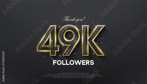 Golden line thank you 49k followers, with a luxurious and elegant gold color.