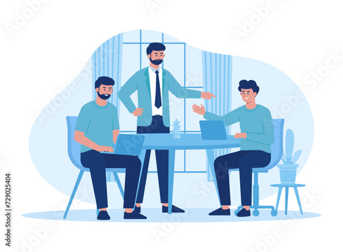 Employees are talking about work concept flat illustration