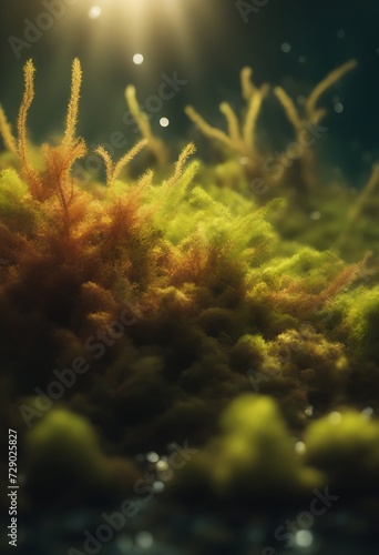 Exotic underwater plant in shallow depth of field macro image on seabed in tropical waters.
