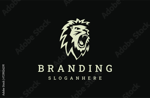 Head lion logo icon design template vector illustration