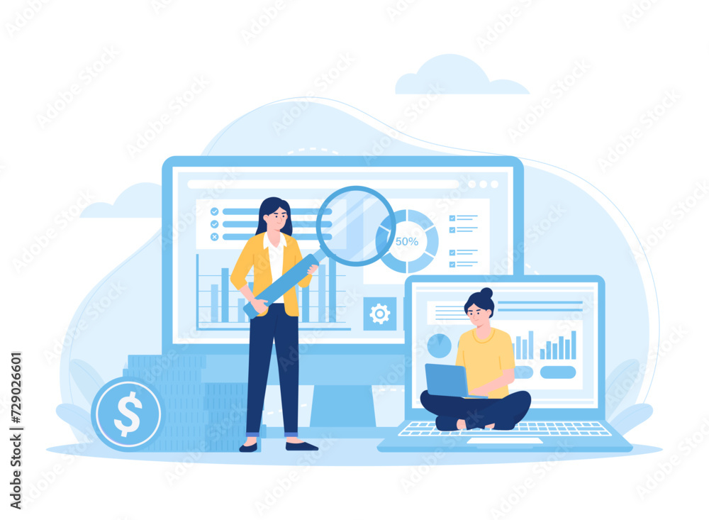 Analyze the system of market differences concept flat illustration