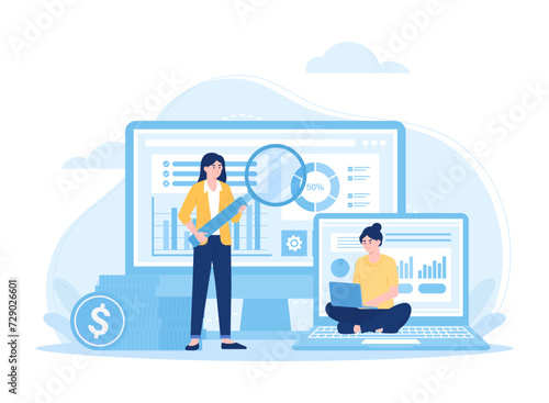 Analyze the system of market differences concept flat illustration