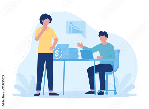 Social marketing workers concept flat illustration