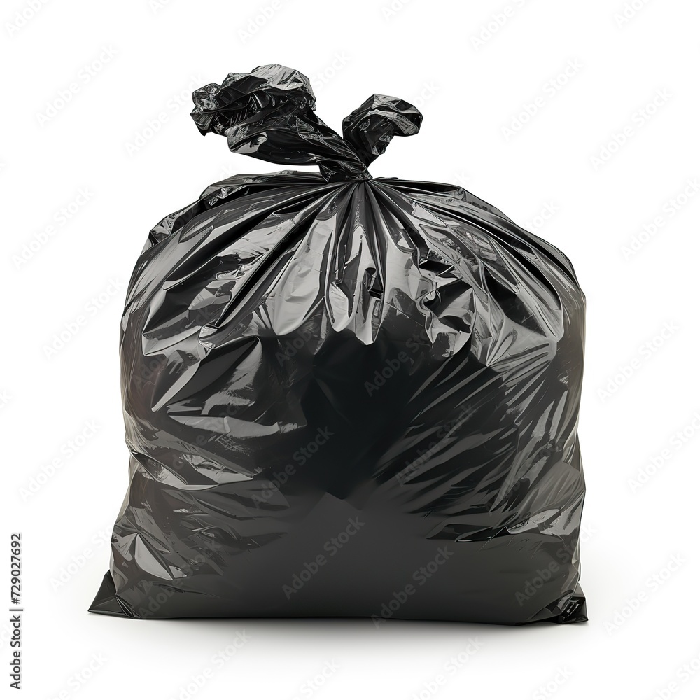 Closed black garbage bag. The concept of waste disposal and recycling.