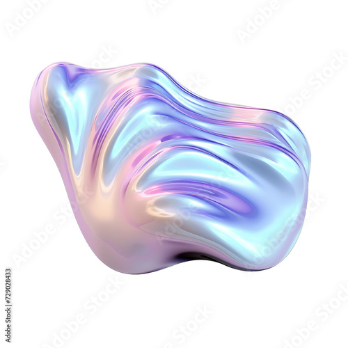 Translucent Elegance, Fluid Metallic Hues in a 3D Holographic Abstract