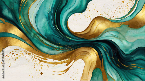 Marble abstract acrylic background. Marble artwork texture. Agate ripple pattern. Gold powder.