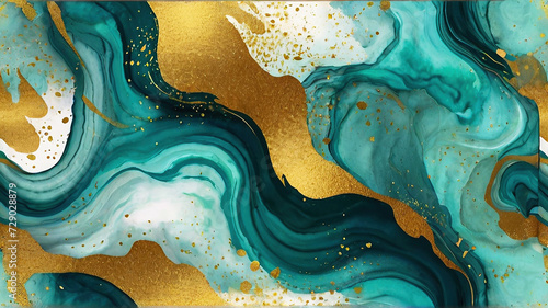 Marble abstract acrylic background. Marble artwork texture. Agate ripple pattern. Gold powder.
