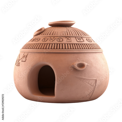 African Round Clay House PNG Cutout, Generative AI