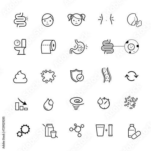 Digestion set icons. Vector elements for infographics. Set of sign for detailed guideline. Ready for your design. EPS10.