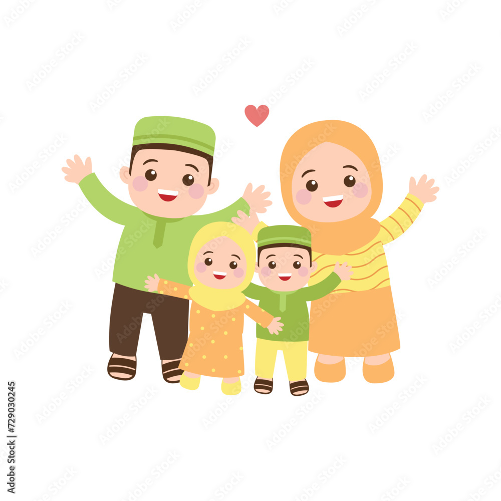 Cute Islamic family celebrate Eid Mubarak Cute Islamic family celebrate Eid Mubarak