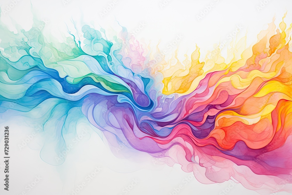 A rainbow of watercolor on white paper