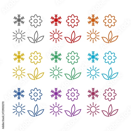 Four seasons  icon isolated on white background. Set icons colorful