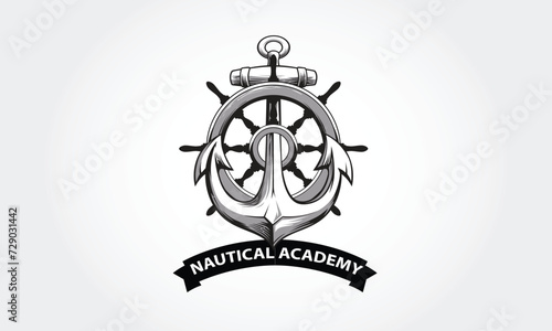 Nautical Academy Vector Logo Template. This logo with anchors and sea waves a great suitable for your company, in order to improve its communication process, and establishing the goals your business.