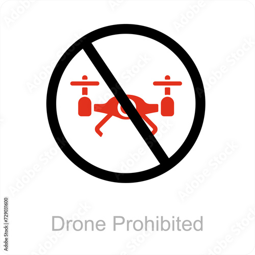 drone prohibited and drone icon concept