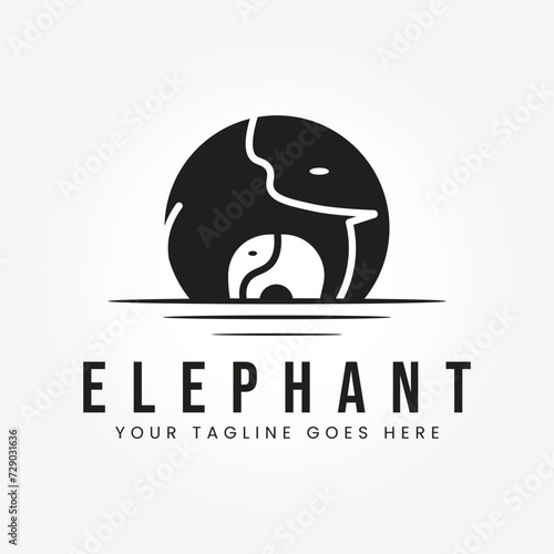 cute elephant family vector logo design illustration
