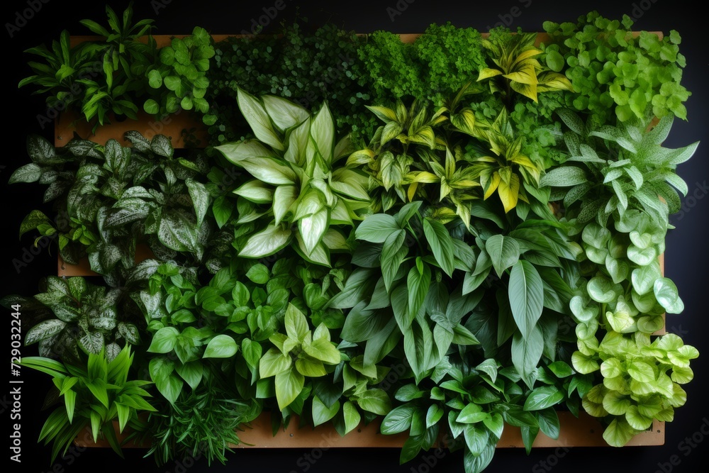 Green living wall. perennial plants in modern office - urban gardening interior design Green living wall. perennial plants in modern office - urban gardening interior design