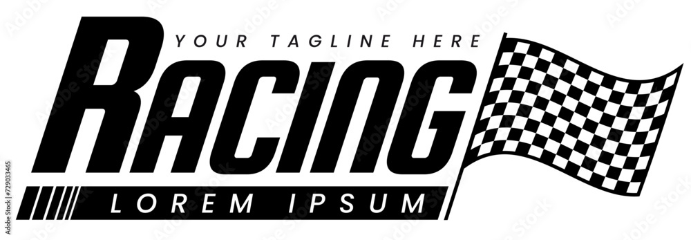 Racing logo, Car race sticker on a white background. Racing flag ...