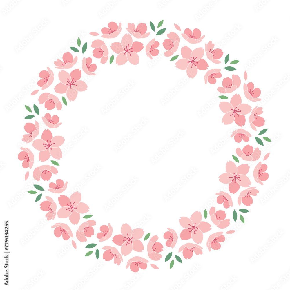 Hand drawing style spring flower wreath illustration