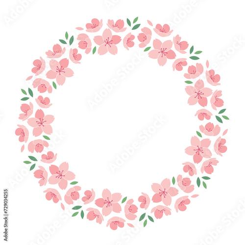 Hand drawing style spring flower wreath illustration